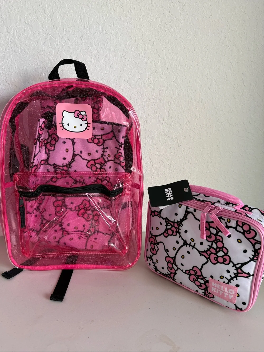 Hello Kitty Pink Clear Backpack with Matching Pink Lunch Bag